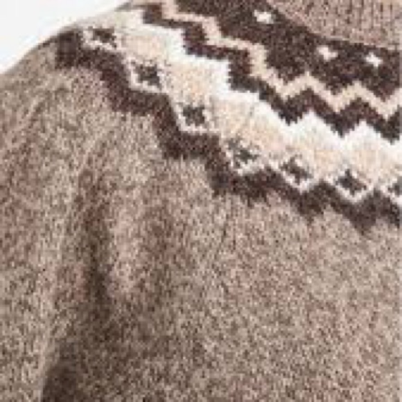 FRAME Fair Isle Crewneck Knit  Sweater /Mushroom Tan Brown, Large/ - Picture 10 of 15